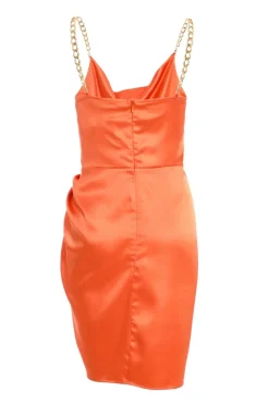 Quiz Orange Satin Mini Dress New