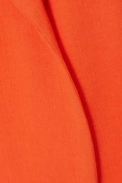 Quiz Textured Ruched Sleeve Blazer Orange Outlet