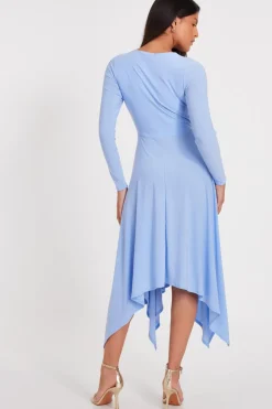 Quiz Pale Blue Asymmetric Hem Midaxi Dress Online