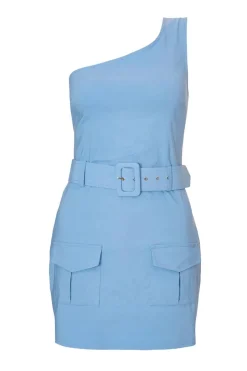 Quiz Pale Blue Belted Playsuit Outlet