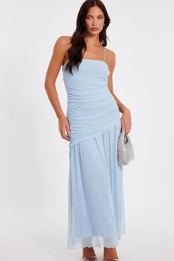 Quiz Pale Blue Drop Waist Midaxi Dress Online