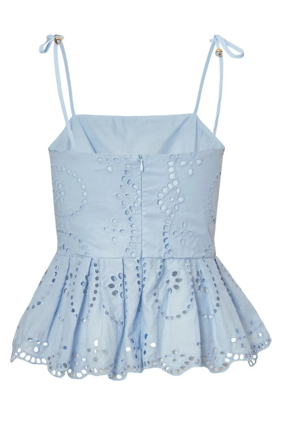 Quiz Pale Blue Embroidered Peplum Top Clearance