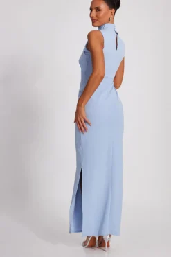 Quiz Pale Blue High Neck Maxi Dress Best