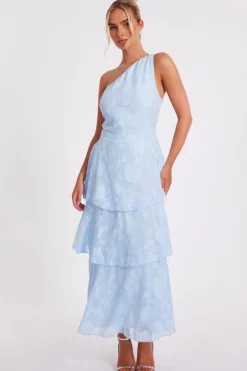 Quiz Jacquard Maxi Dress Pale Blue Discount
