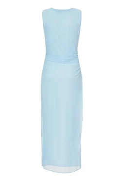 Quiz Mesh Buckle Midaxi Dress Pale Blue Discount