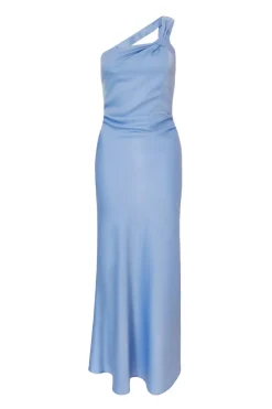 Quiz One Shoulder Midaxi Dress Pale Blue