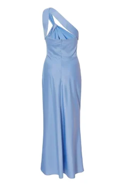 Quiz One Shoulder Midaxi Dress Pale Blue