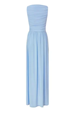 Quiz Pale Blue Ruched Midaxi Dress