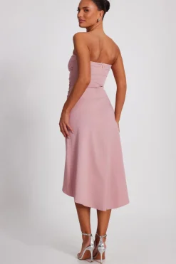 Quiz Bandeau Midi Dress Pale Pink Outlet