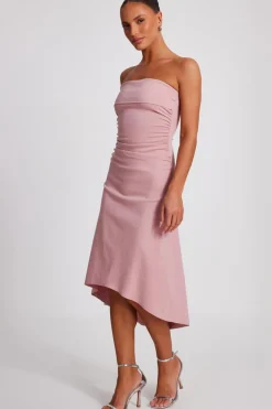 Quiz Bandeau Midi Dress Pale Pink Outlet