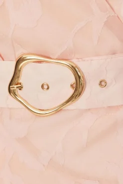 Quiz Belted Skater Dress Pale Pink Hot