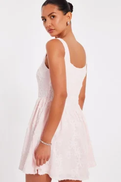 Quiz Chiffon Flower Skater Dress Pale Pink Best