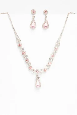 Quiz Diamante Tear Drop Set Pale Pink Online