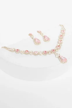 Quiz Diamante Tear Drop Set Pale Pink Online