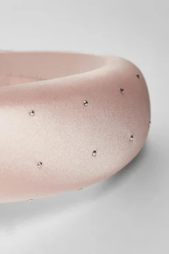Quiz Satin Diamante Headband Pale Pink Hot