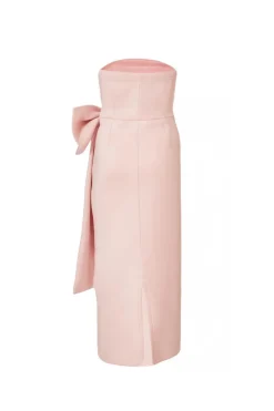 Quiz Strapless Bow Midaxi Dress Pale Pink Hot
