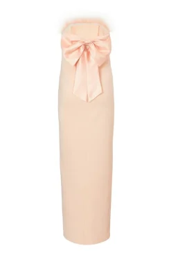 Quiz Feather Trim Midaxi Dress Peach Best