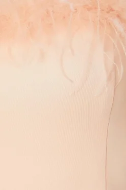 Quiz Feather Trim Midaxi Dress Peach Best