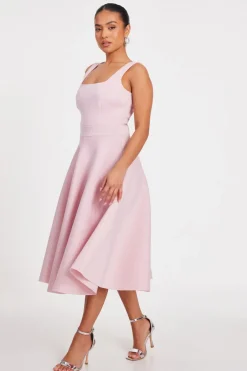 Quiz Petite Baby Pink A-Line Midi Dress Best