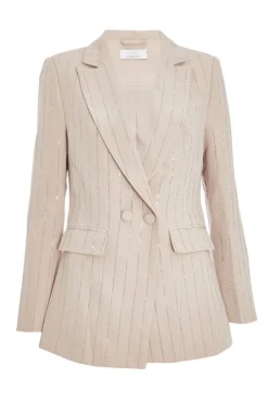 Quiz Petite Beige Embellished Blazer Hot