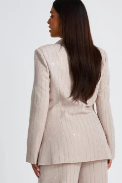 Quiz Petite Beige Embellished Blazer Hot