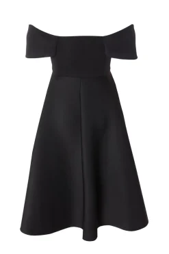 Quiz Petite Black Bardot Midi Skater Dress New
