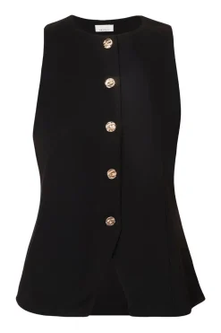 Quiz Petite Black Button Front Waistcoat Online