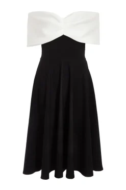 Quiz Petite Black Contrast Bardot Midi Dress