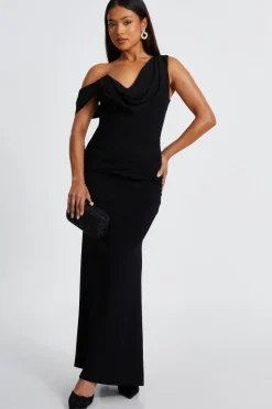 Quiz Petite Black One Shoulder Maxi Dress Discount