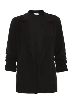 Quiz Petite Ruched Sleeve Blazer Black Discount