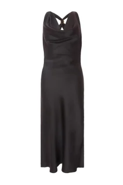 Quiz Petite Black Satin Midaxi Dress Online