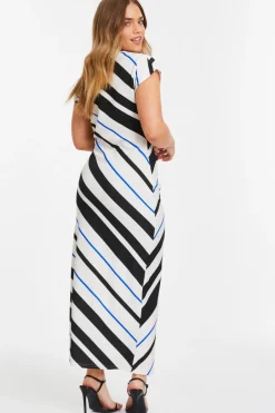 Quiz Petite Black Stripe Tie Belt Midaxi Dress Best