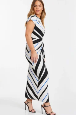 Quiz Petite Black Stripe Tie Belt Midaxi Dress Best