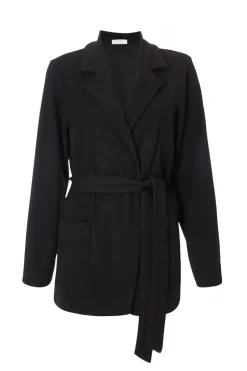 Quiz Petite Tie Waist Blazer Black Sale