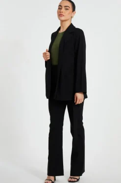 Quiz Petite Tie Waist Blazer Black Sale