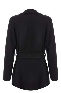 Quiz Petite Tie Waist Blazer Black Sale