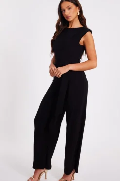 Quiz Petite Black Tie Waist Jumpsuit
