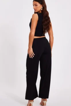 Quiz Petite Black Tie Waist Palazzo Trousers Hot