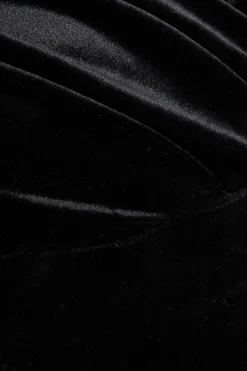 Quiz Petite Black Velvet Bardot Midi Dress Hot