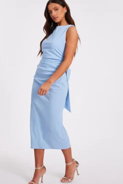 Quiz Petite Blue Bow Back Midaxi Dress Outlet
