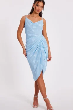 Quiz Petite Blue Chiffon Floral Midi Dress Best
