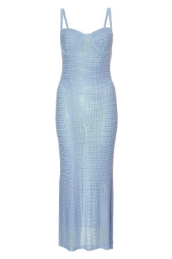 Quiz Petite Diamante Maxi Dress Blue Hot