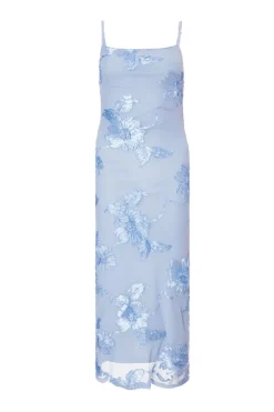 Quiz Petite Blue Floral Applique Midaxi Dress Sale