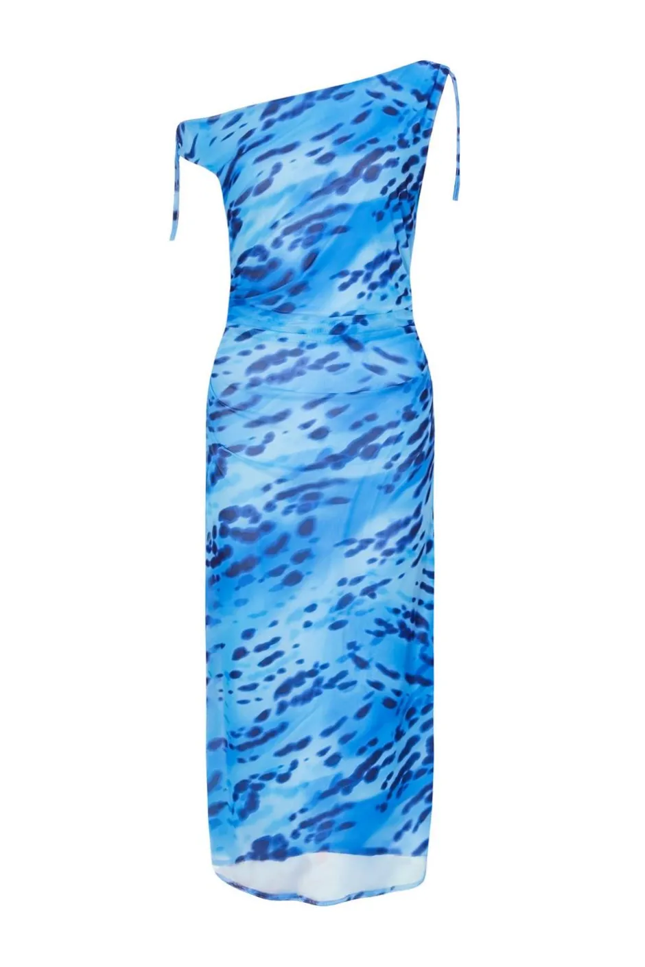 Quiz Petite Blue Mesh Animal Print Midi Dress