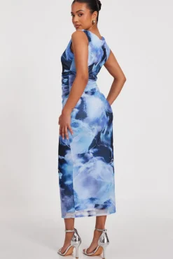 Quiz Petite Blue Printed Midaxi Dress Online