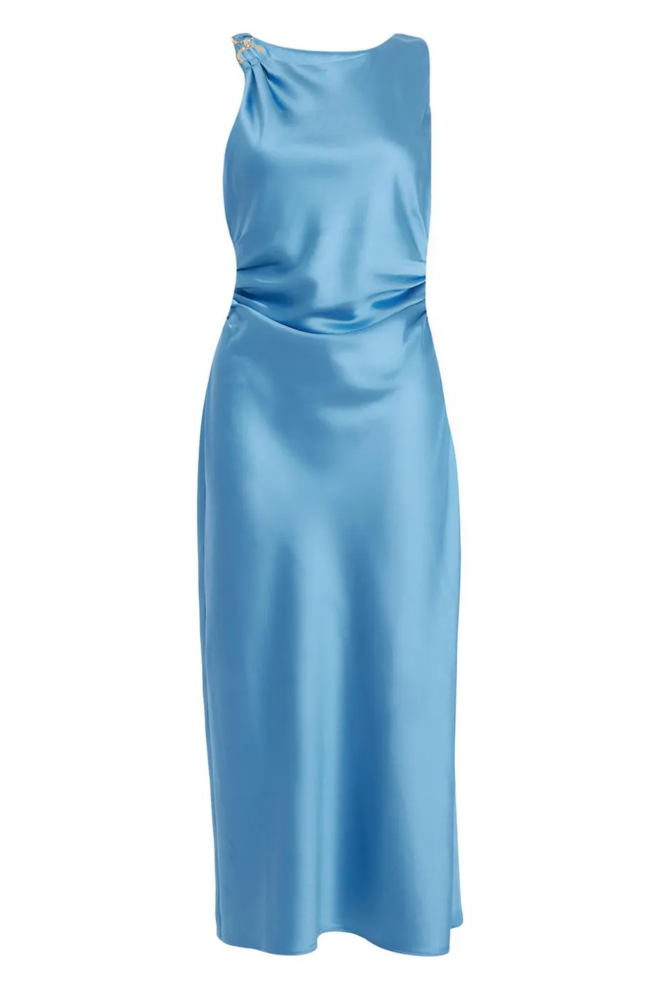 Quiz Petite Blue Satin Ruched Midaxi Dress Hot