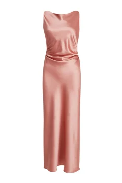 Quiz Petite Blush Satin Ruched Midaxi Dress New