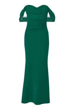Quiz Petite Bottle Green Drop Sleeve Maxi Dress Wine Best