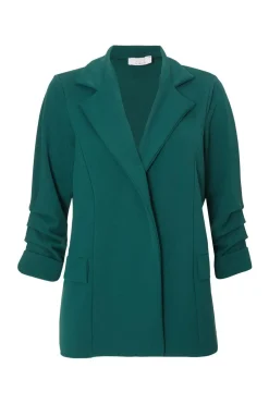 Quiz Petite Ruched Sleeve Blazer Bottle Green Hot