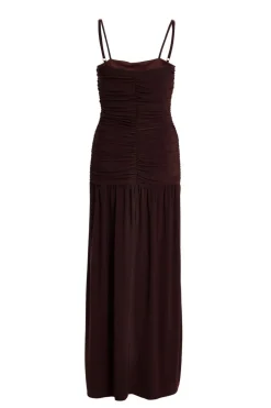 Quiz Petite Brown Drop Waist Maxi Dress Hot